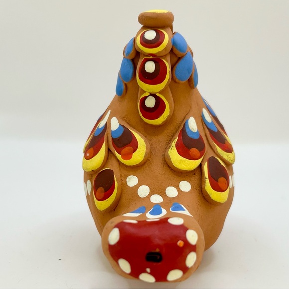 Russian Colorful Hand Painted Bird Whistle Clay Folk Art Raised Feathers - Picture 5 of 9